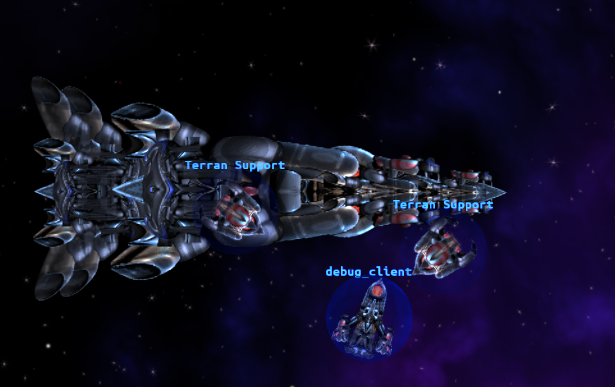 Terran Mothership, player ship and drone, 