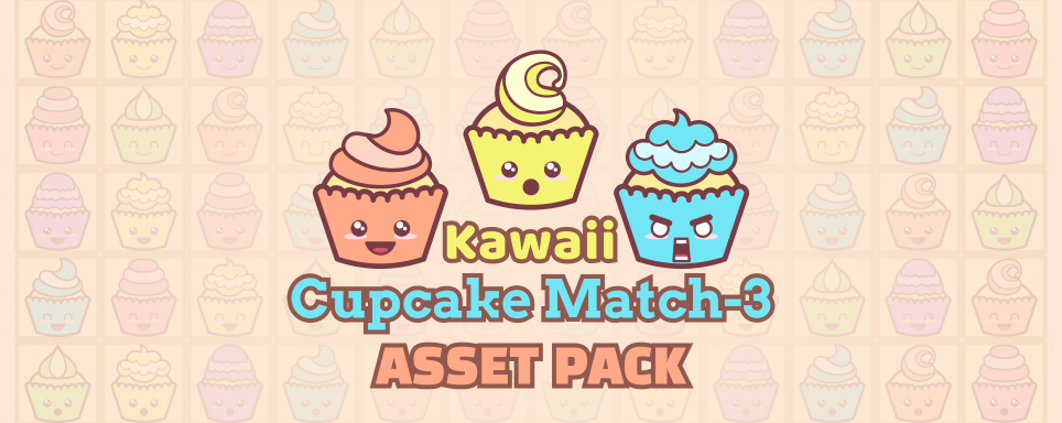 Kawaii Cupcake Match-3 Asset Pack