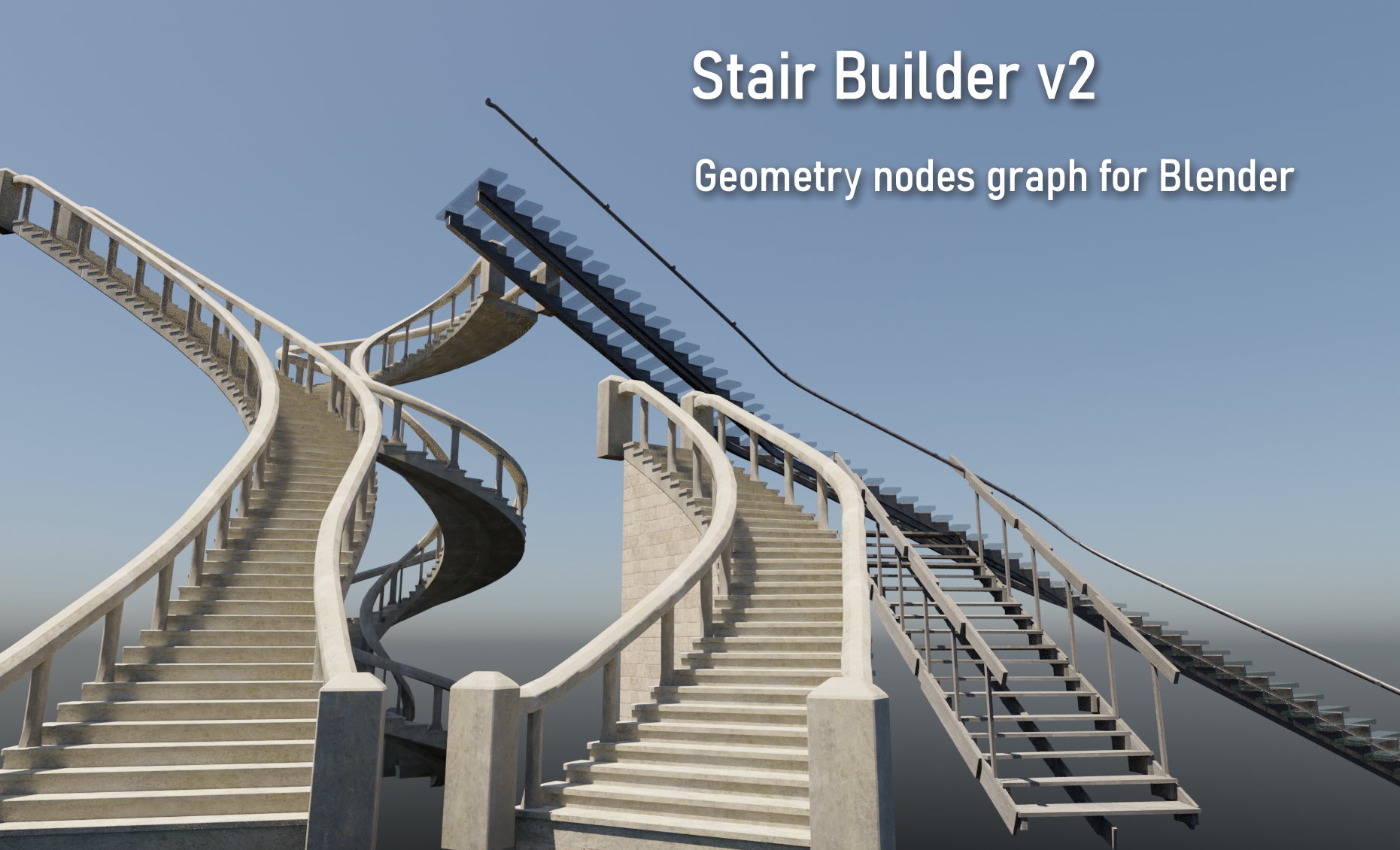 Blender Stair Builder v2 - procedural stairs