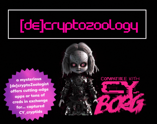 Cover image for [DE]CRYPTOZOOLOGY, a CY_BORG mystery pamphlet