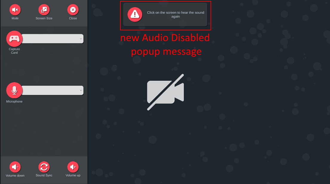 Audio Disabled popup message