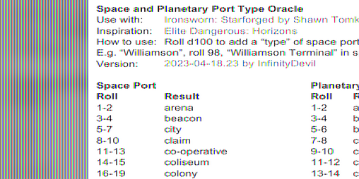 Cover image for Space and Planetary Port Type Oracle for sci-fi TTRPGs