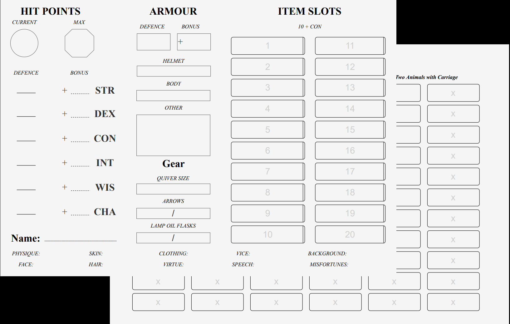 Expanded Knave Character Sheet