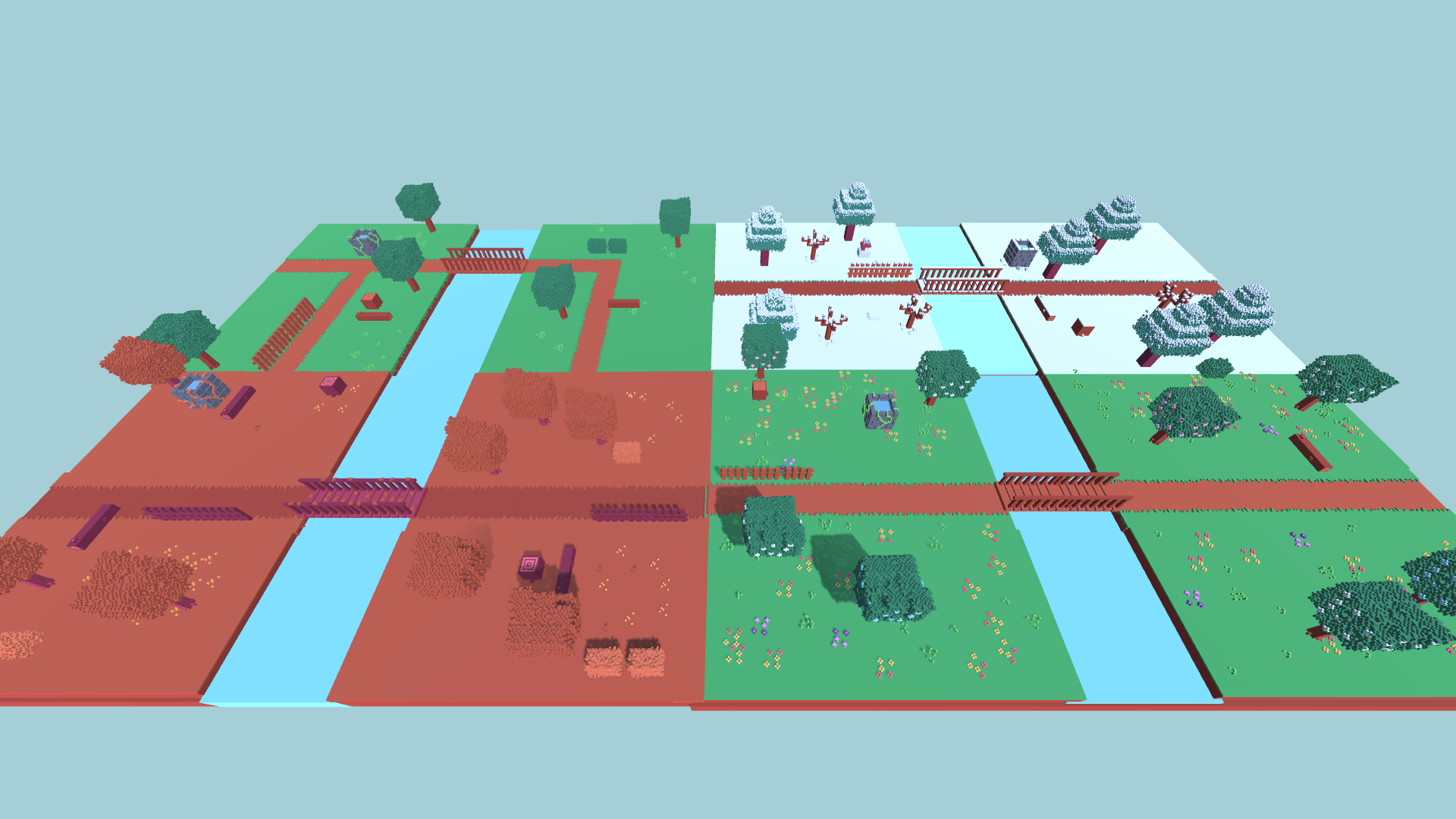 voxel game assets the four season forest