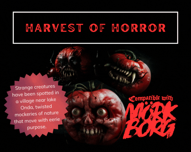 Cover image for HARVEST OF HORROR, a MÖRK BORG one-shot Pamphlet