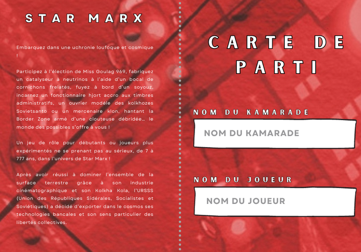 Feuille de personnage design JDR "Star Marx"