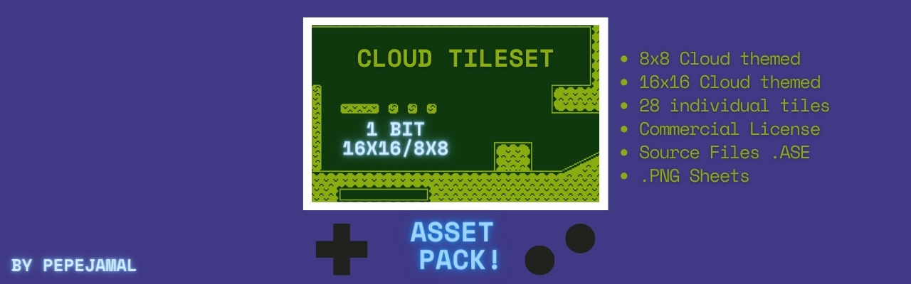 Platform Cloud Tileset 1Bit Pack (16x16 & 8x8)