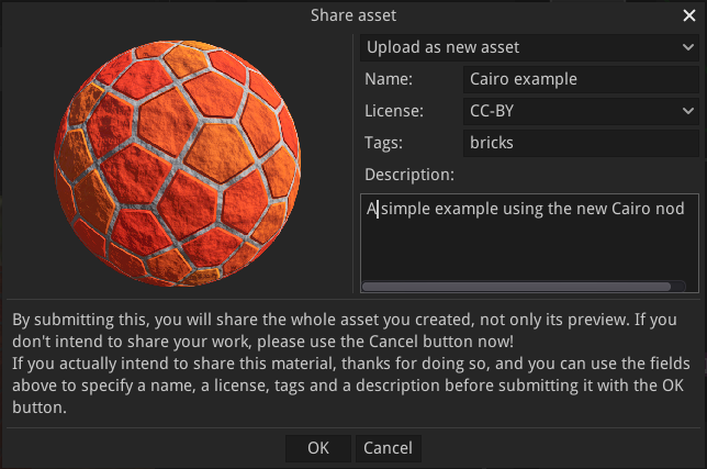 Share asset dialog