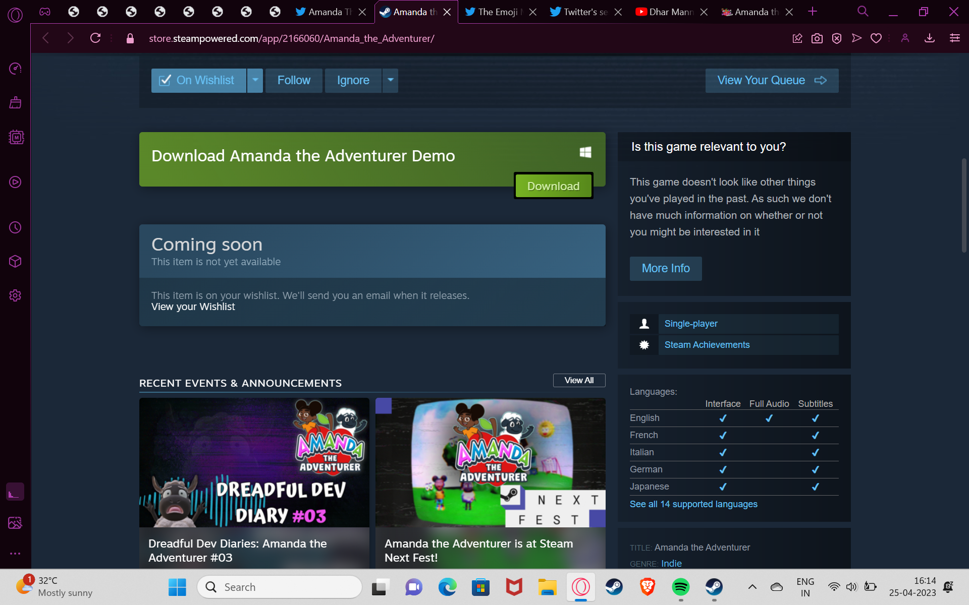 Amanda the Adventurer on Steam