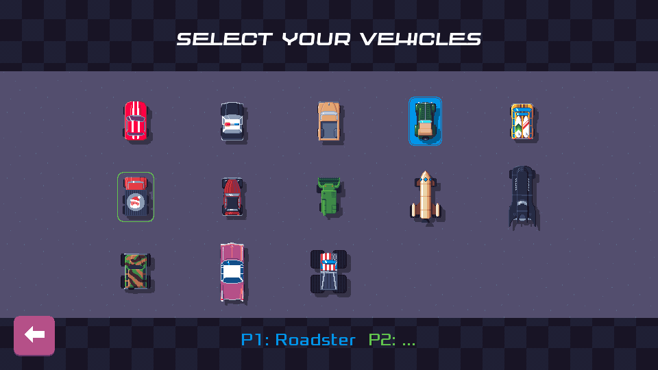 New vehicle selection screen