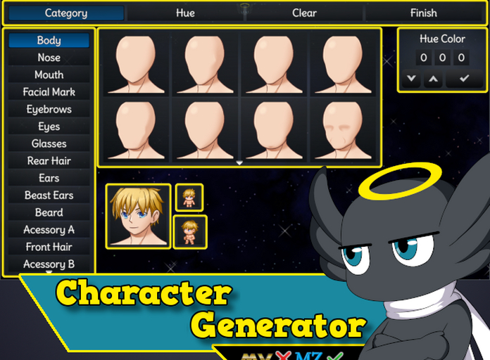 Character Creator – MV Plugin – RPG Maker MZ Plugins