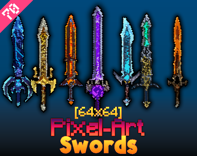 Pixel Art Swords 64x64 By King Game Assets 8524