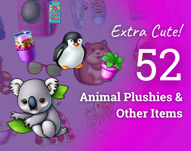 🐨 FREE 52 Extra Cute Animal Plushies & Items Asset Pack​ 🐨 - 2D