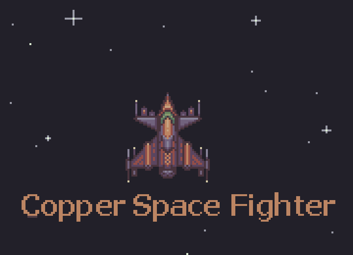 Copper Space Fighter - Pixel Art Spaceship by Erebus Factorial