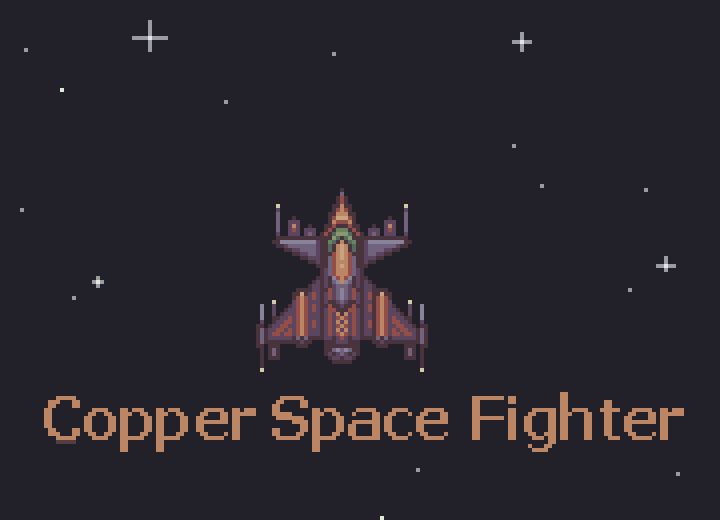 Copper Space Fighter - Pixel Art Spaceship