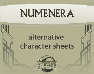 A Character Sheet for Monte Cook's Numenera   - Containing all dice rolls rules conveniently summarized for players' use. 