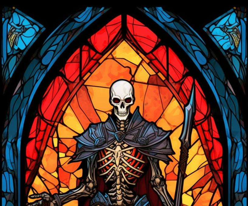 Stock monster art - 7 stained glass skeletons by FantasyLandscapes