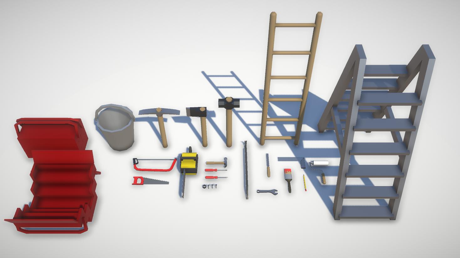 Low poly construction tools