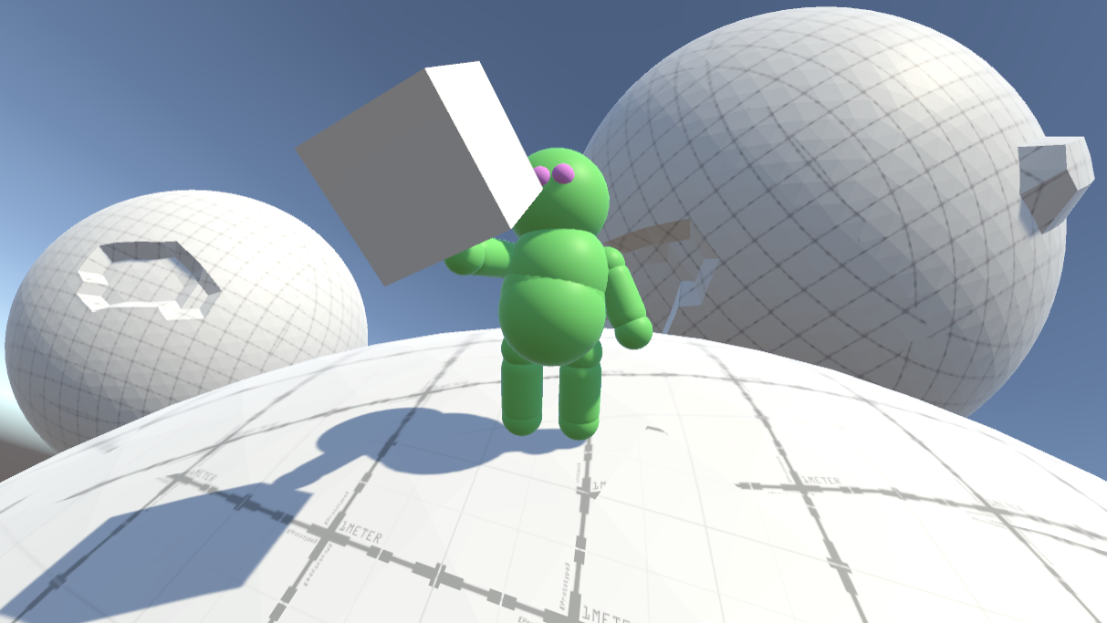 Screenshot of ragdoll character holding object