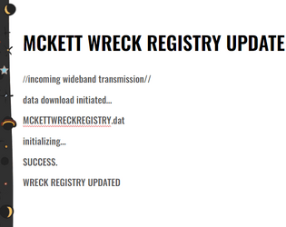 McKett Wreck Registry Update   - Datafiles from the Red Jenny detailing many of the ships on the belt. 