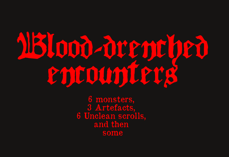 Cover image for Blood-drenched encounters : monsters and more, for MÖRK BORG