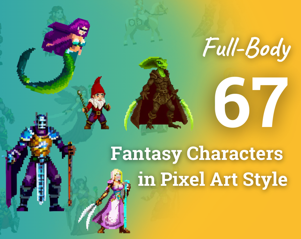 Full Body Fantasy Characters In Pixel Art Style By Rosebud Ai Gamemaker