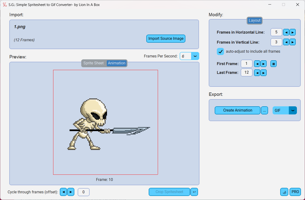 Online GIF to sprite sheet converter