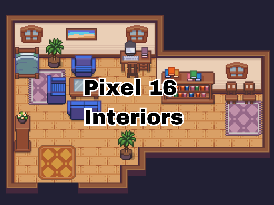 Pixel 16 Interiors Top-Down Pixelart Asset Pack