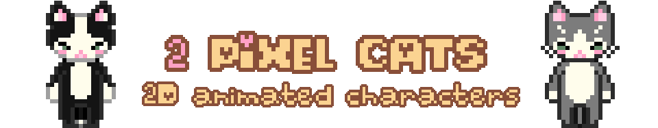 2 Pixel Cats Game Asset - Two-Colored