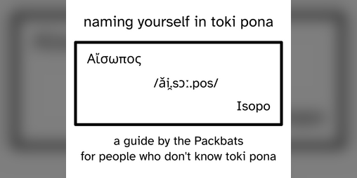 Cover image for naming yourself in toki pona