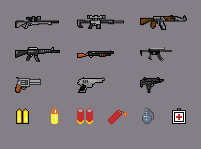 2d Pixel Art Guns And Weapons Free Asset Pack By Trident19