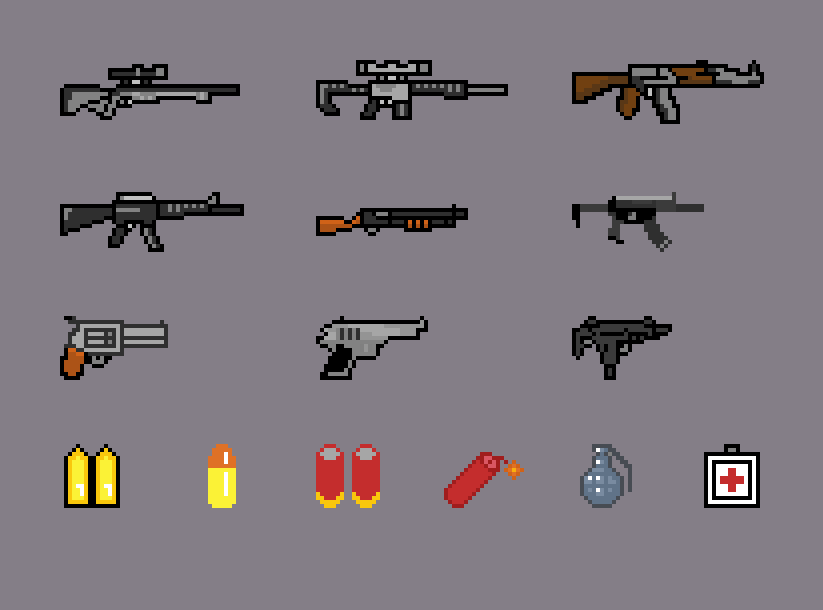 2D Pixel Art Guns and Weapons Free Asset Pack