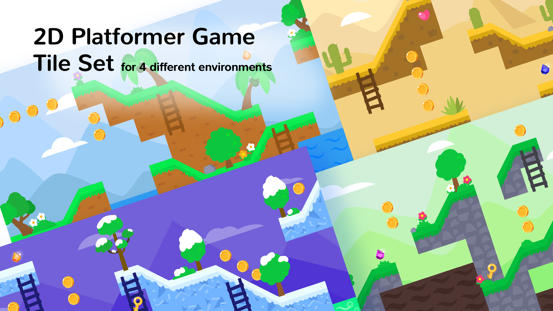 2D Game Tileset and GUI Assets for Game developers