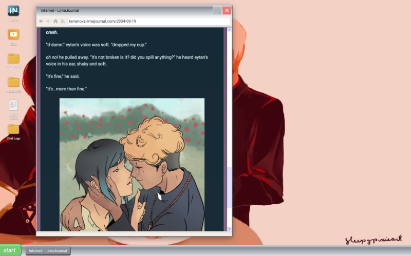 Screenshot of LimeJournal, with a picture of two men kissing.