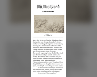 Old Mast Road   - A pamphlet adventure for Cairn with a forest and ghost stories 