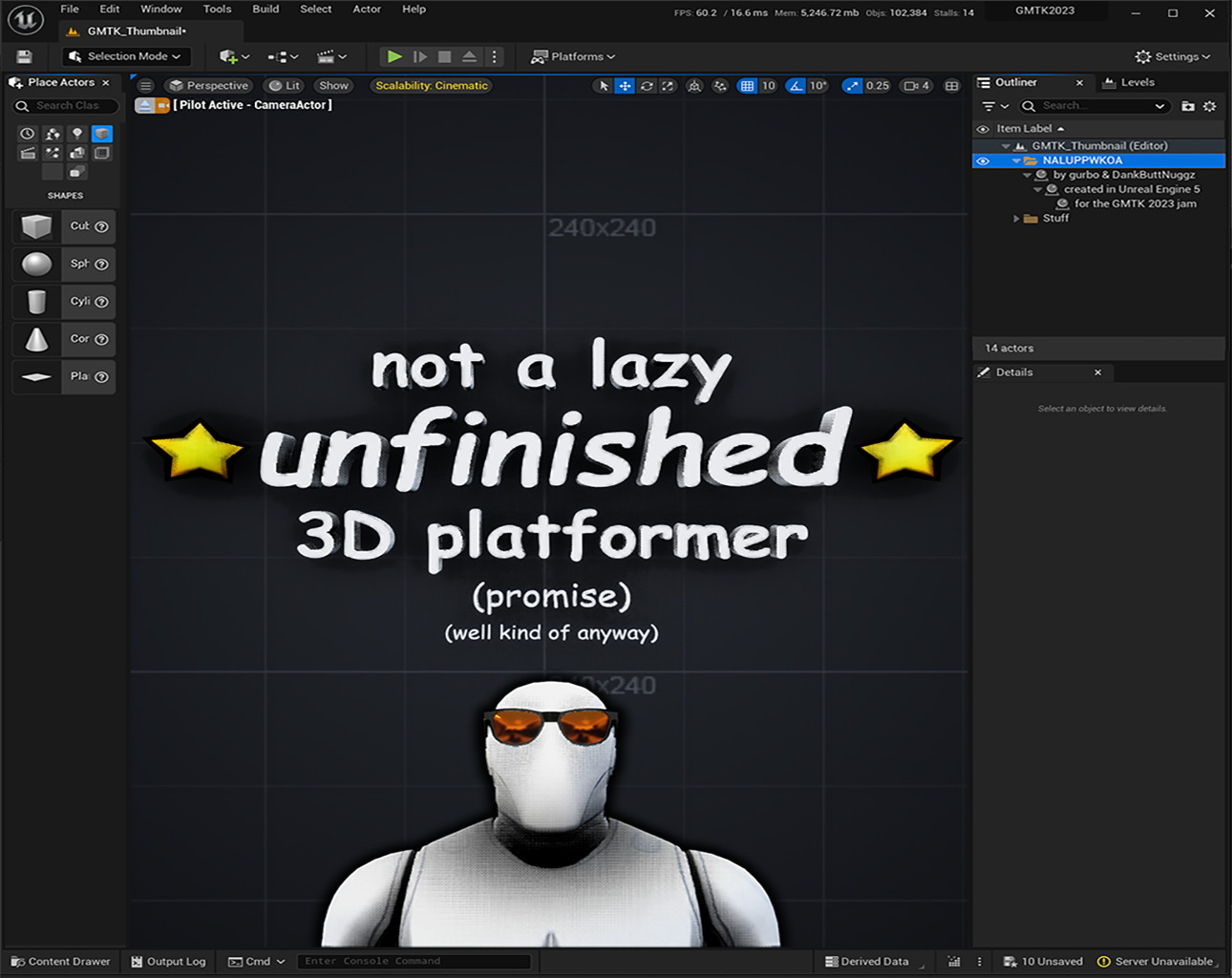 Cover image for not a lazy unfinished platformer (promise) (well kind of anyway)