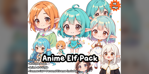 Chibi Elf Anime Portrait Pack by Straw Lion