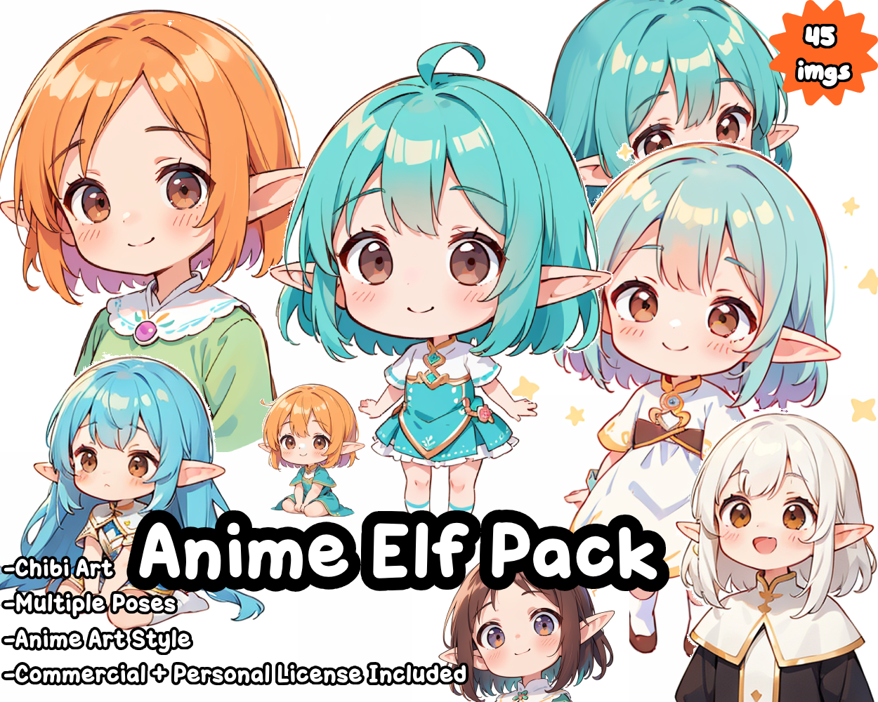 Chibi Elf Anime Portrait Pack