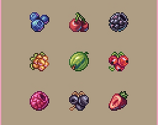 Added eighty fruit, nuts, and seeds to my free pixel art asset pack on  itch.io. Link in comments. : r/gameassets