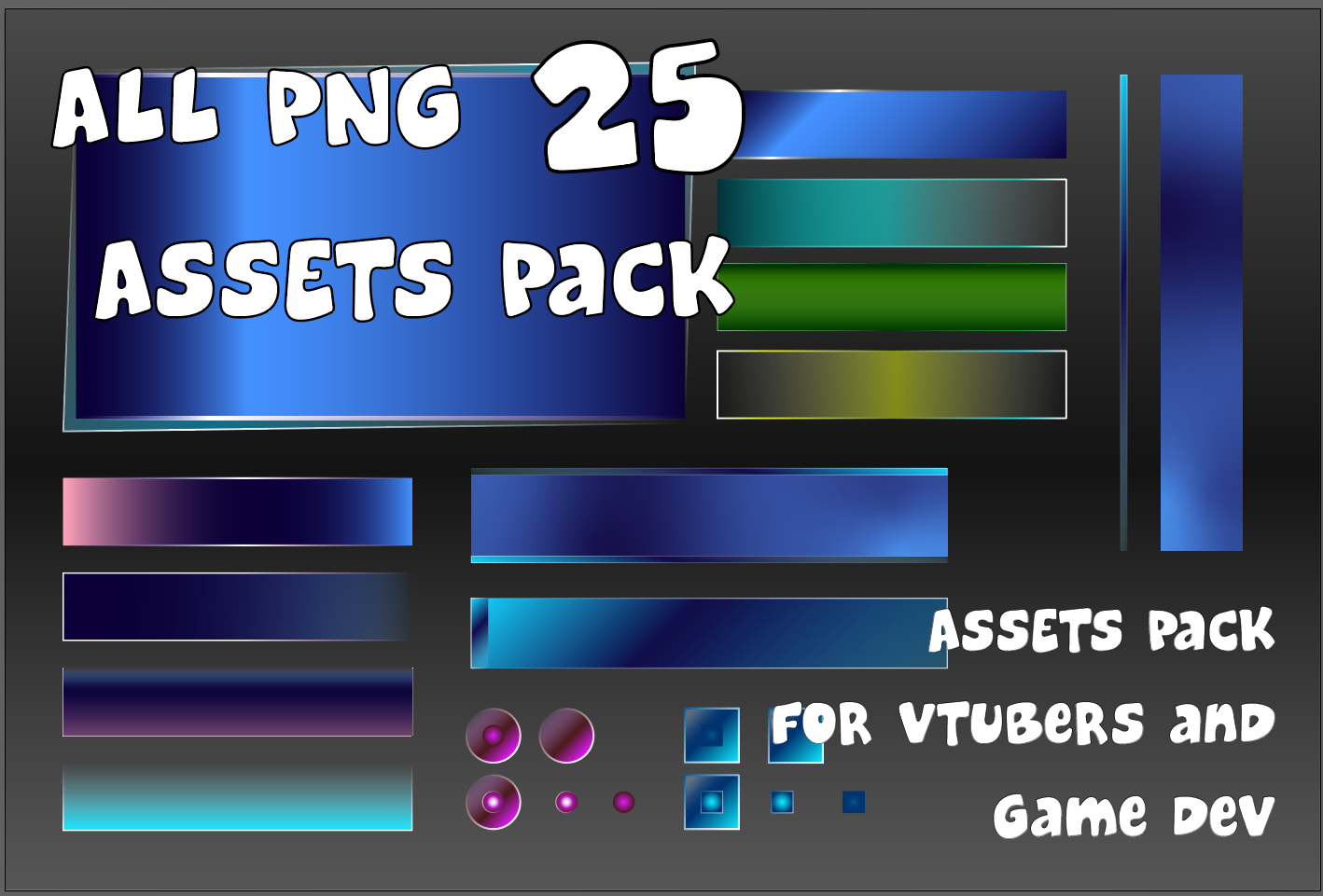 All PNG Asset Pack Label Button Panel Box Title / Vtubers / Game Developers