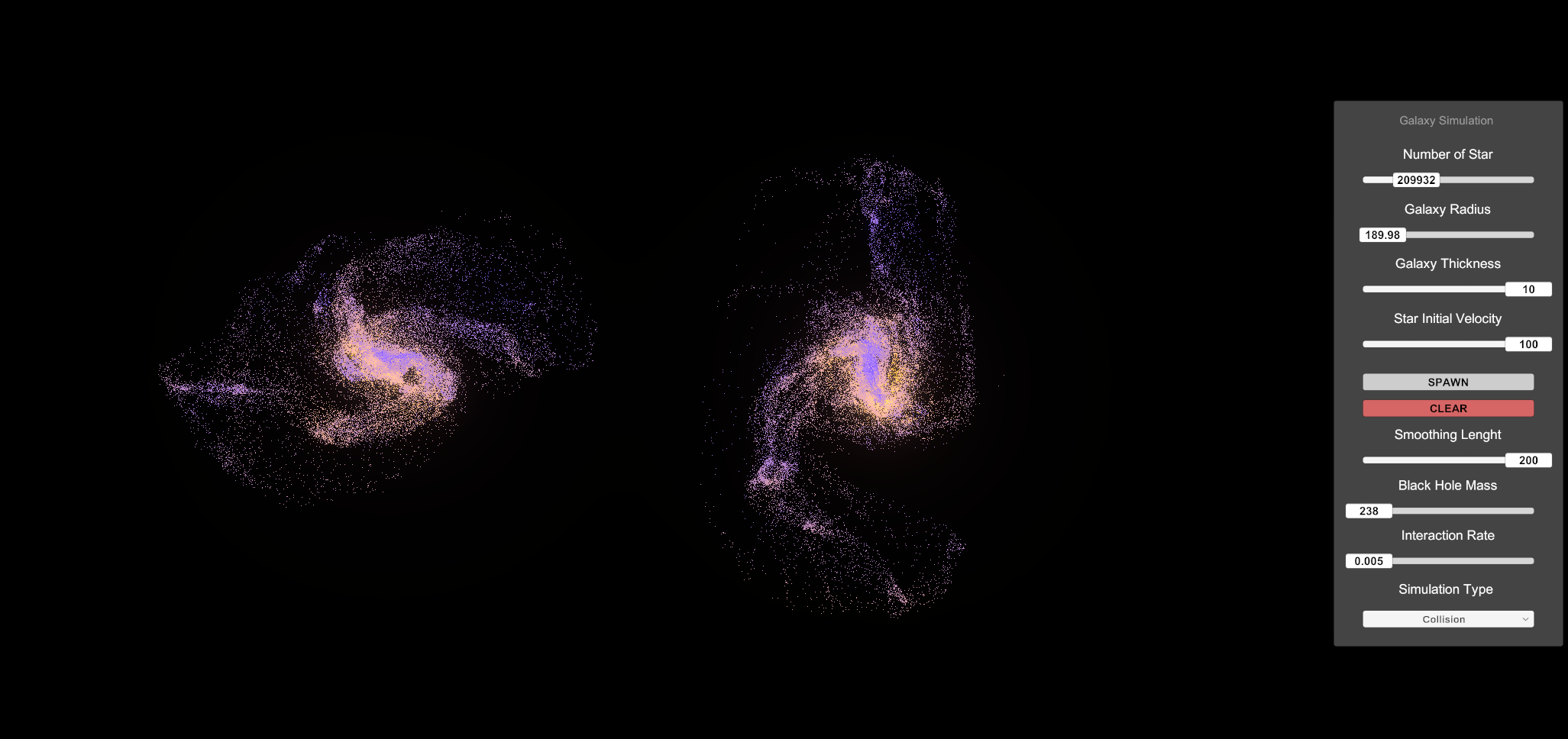 Galaxy Collision Simulation example