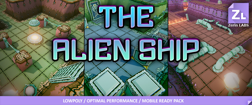 Lowpoly modular dungeon : The Alien Ship Sci-fi