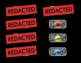 Brick Teaser Image - 3 bricks are clearly shown with red, yellow, and blue gems. 5 more spaces in the image are covered by boxes labeld 'redacted.'