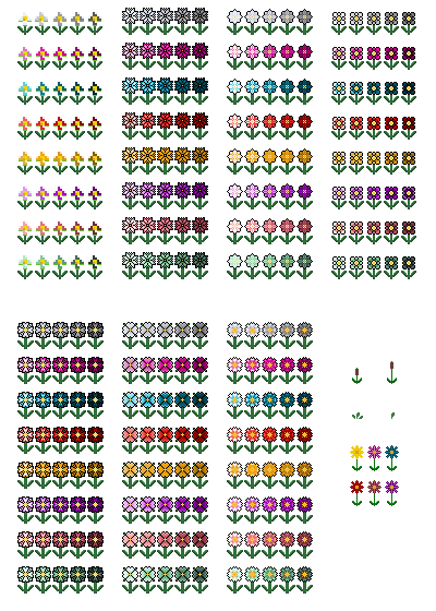 2d Flower Pixelart Set2 By Ninapixelart