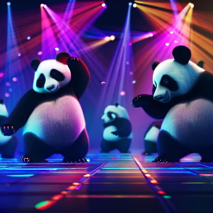 Pandas boogieing at the disco