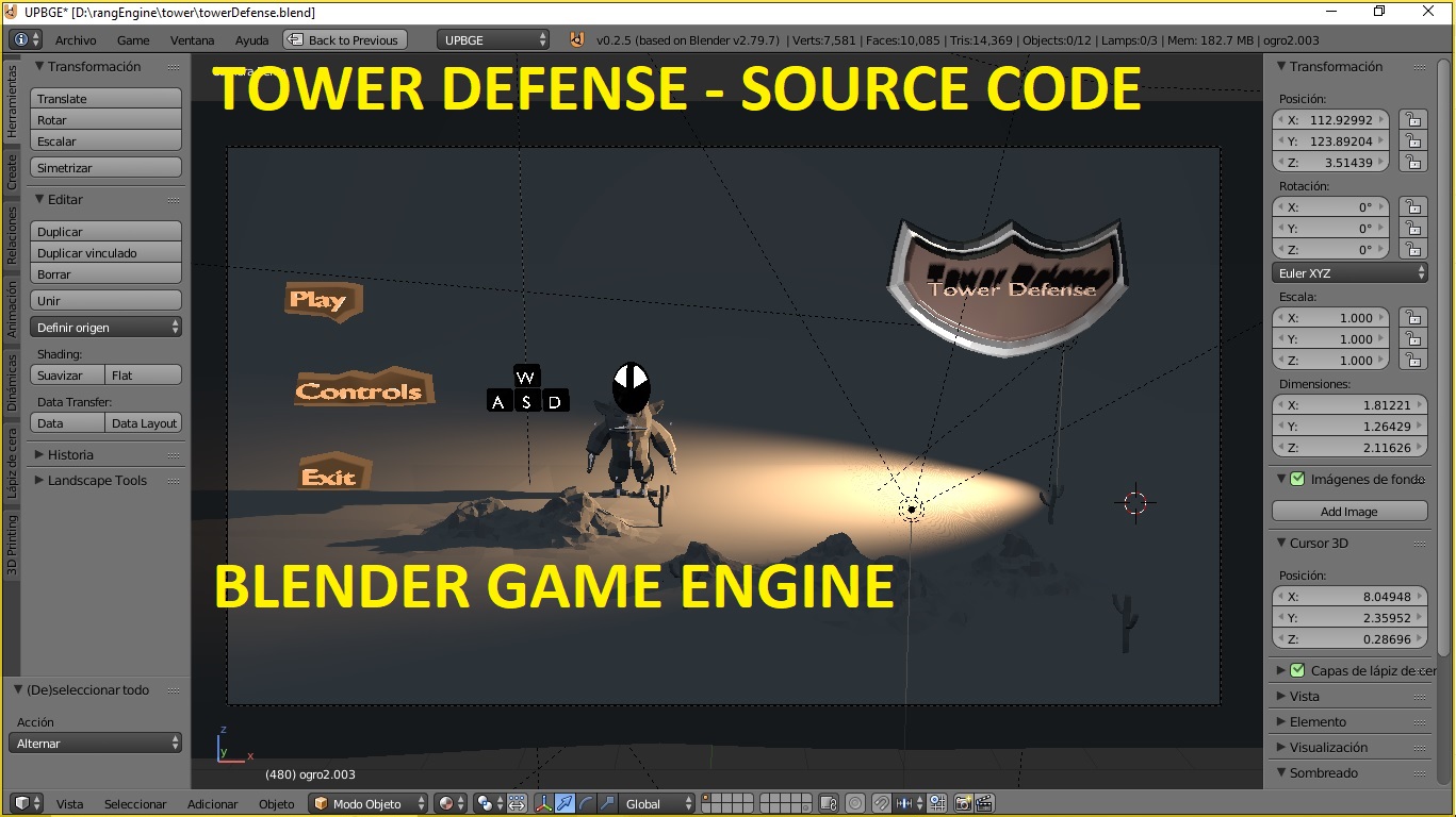 Tower Defense Blender Game Engine Source Code by BRACHIOART