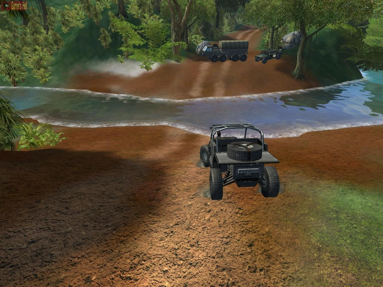 Buggy with a wheel on the trunk. Pre-release screenshot.