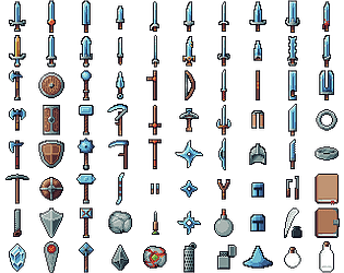 32x32 anime style weapons - #pixelart