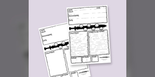 Cover image for Black Sword Hack hand-drawn character sheet
