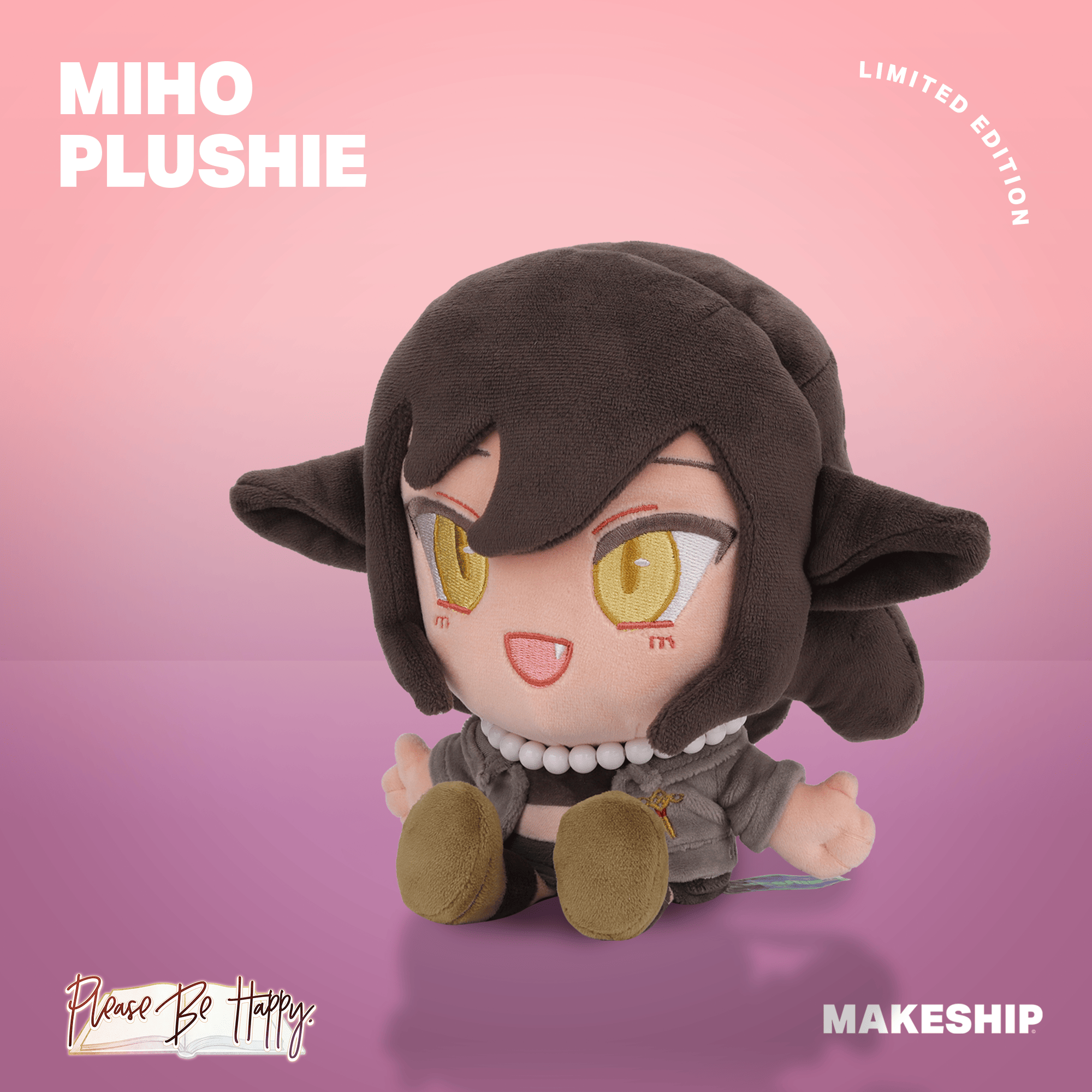 A photo of a plushie of Miho, available from Makeship.